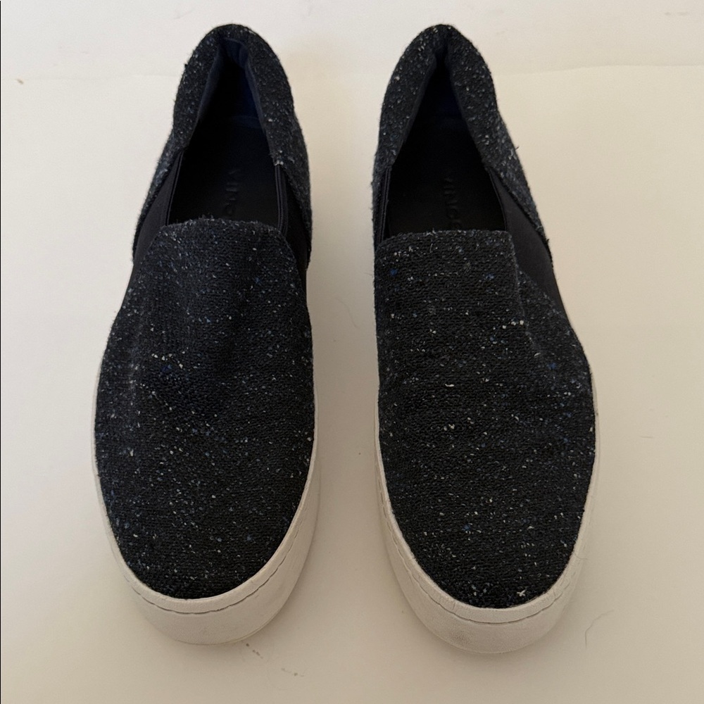 Vince Navy and White Platform Slip-Ons